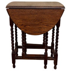 Mesa Inglesa Antigua Barley Twist Drop Leaf Gateleg Oak Oval c.1930s