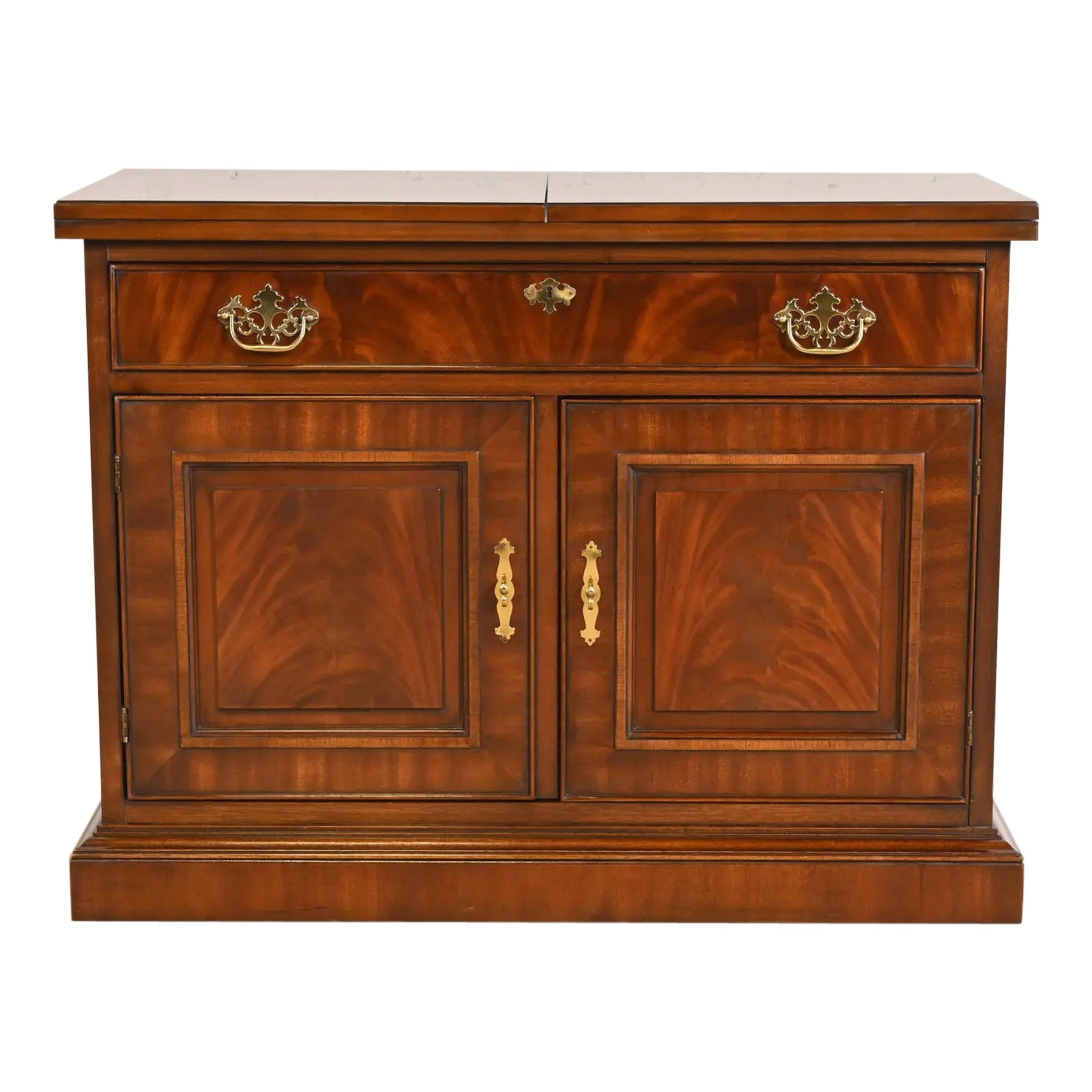 Drexel Heritage Georgian Flame Mahogany Serveur ou Meuble de bar à rabat