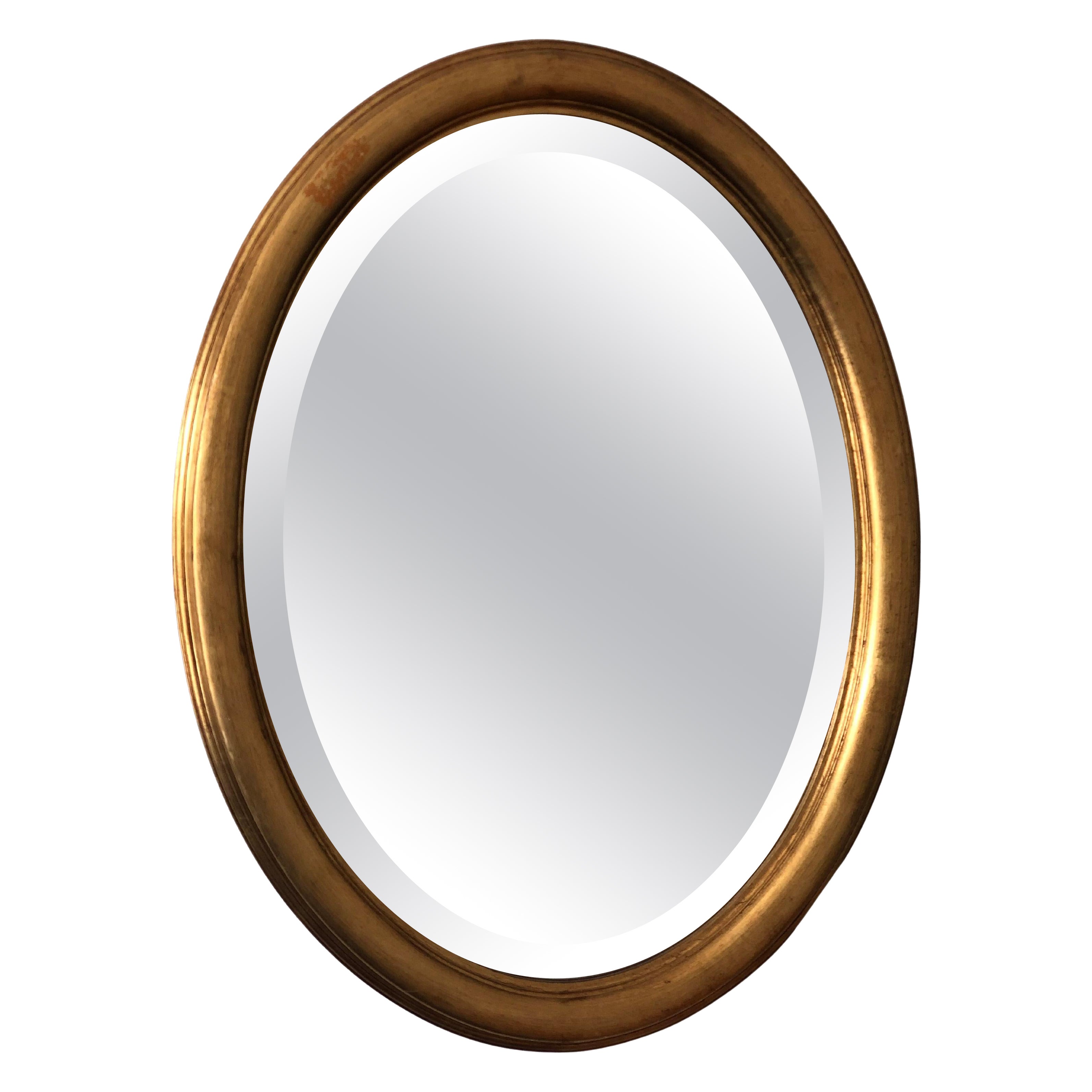 Vintage Belgian Oval Giltwood Mirror