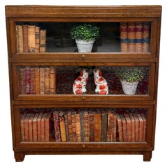Antique English Barristers Lawyers Bookcase Bookshelf Cabinet Oak c. 1940s
