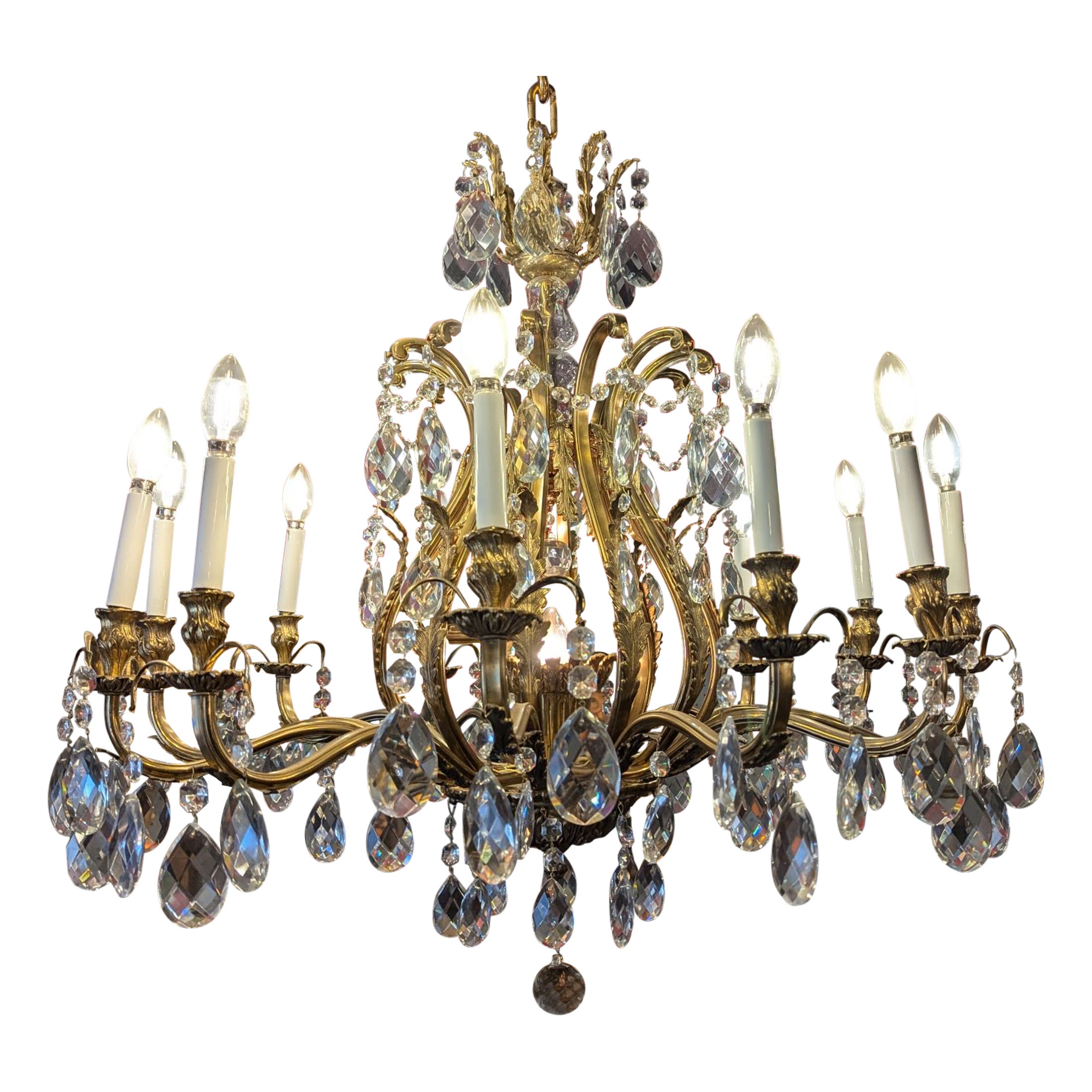 Antique Large Brass Chandelier