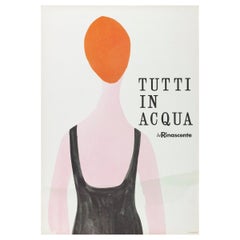 Cartel francés vintage, "Tutti in Acqua" de Lora Lamm Cartel de arte suizo italiano