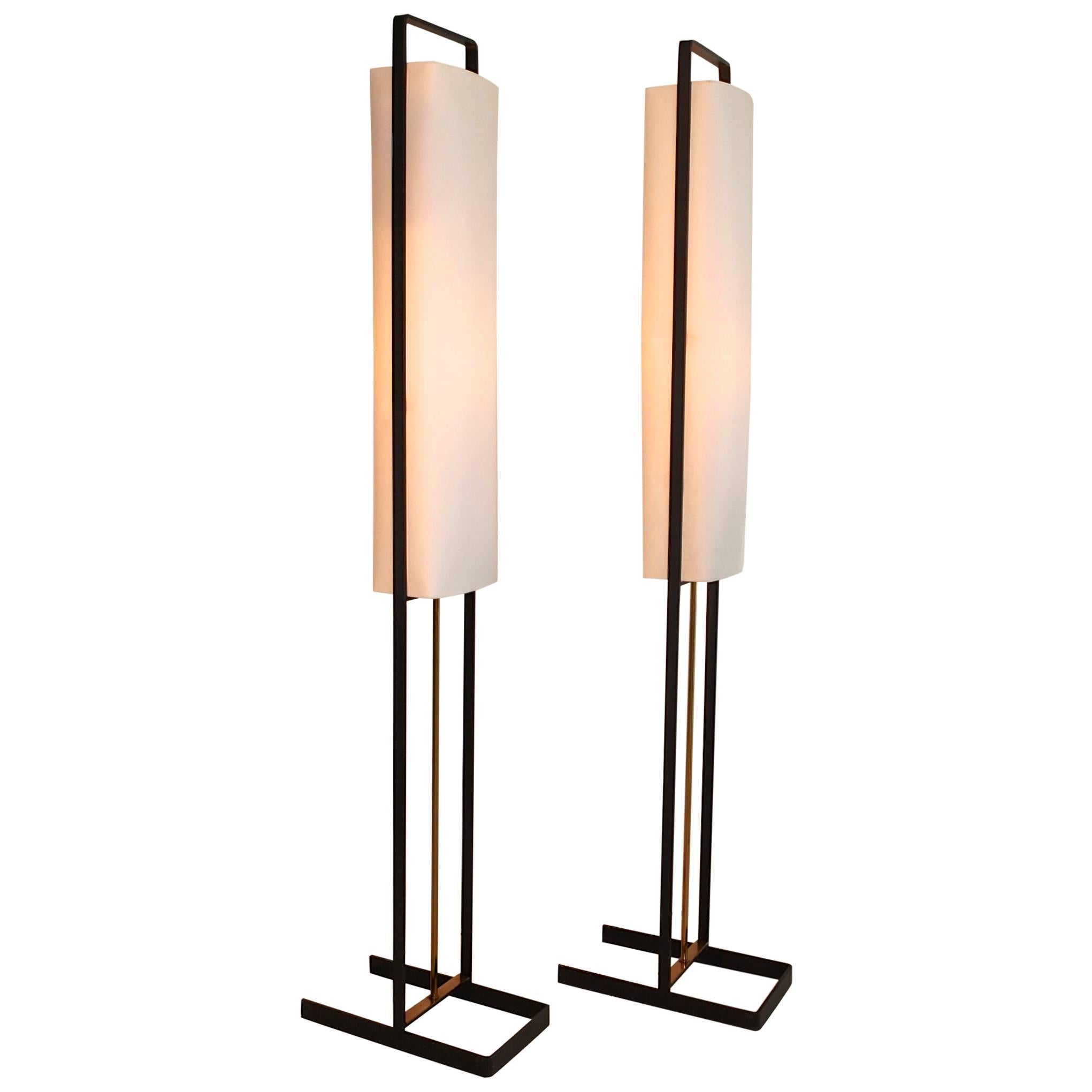 Pair of Floor Lamps Attributed to Jean Boris Lacroix