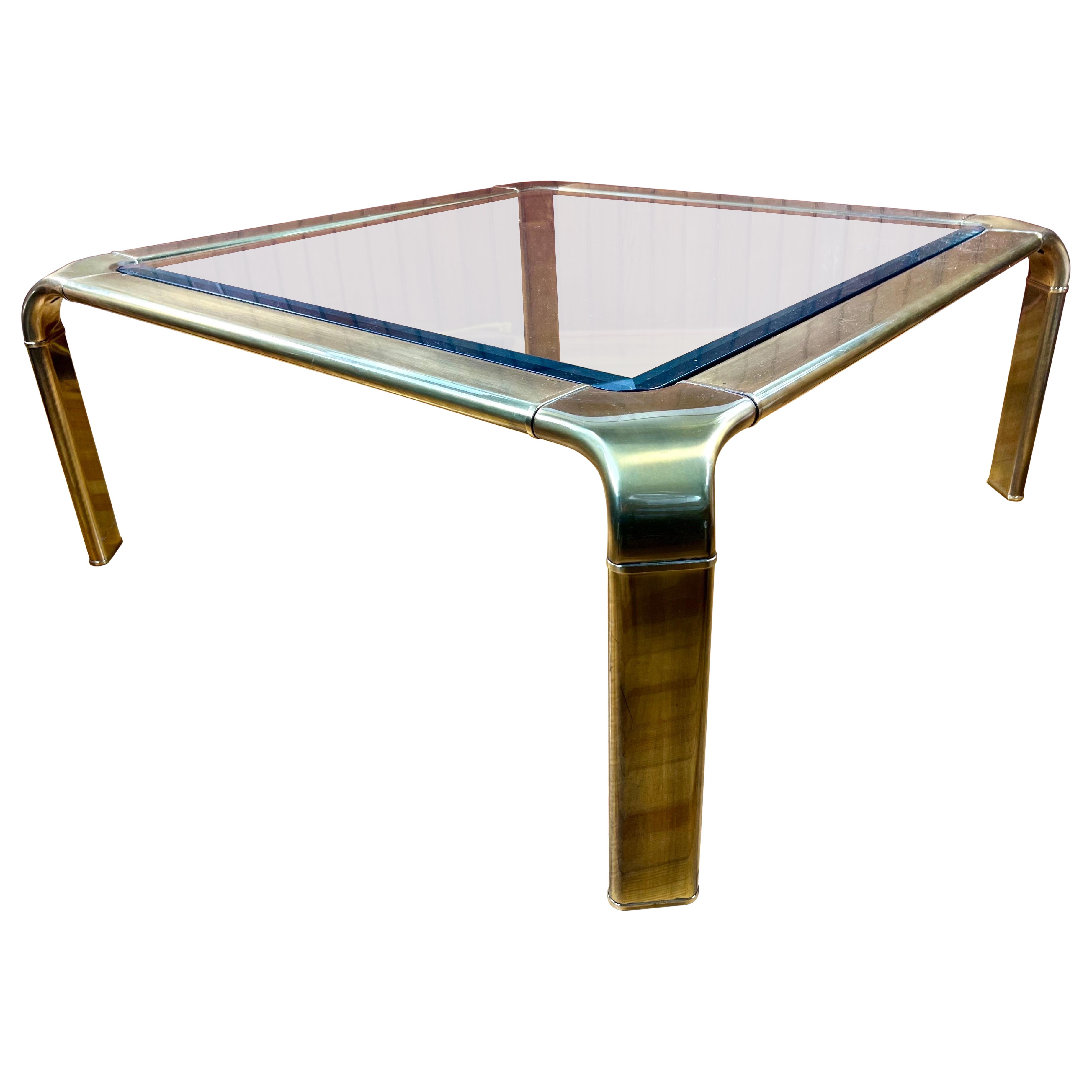 John Widdicomb Hollywood Regency Brass and Glass Cocktail Table