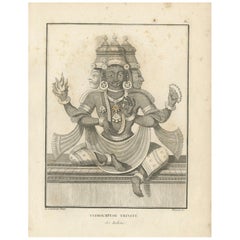 Rare 1806 Trimurti Trinity Antique Print - Hindu Deity Engraving Collectible
