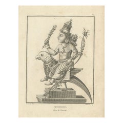 Exquisite 1806 Kamadeva Love God Antique Print - Hindu Engraving Collectible