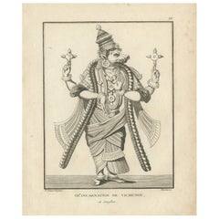Historic 1806 Varaha Vishnu Boar Avatar Antique Print - Hindu Engraving