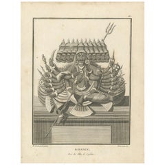 Striking 1806 Ravana Demon King Antique Print - Hindu Ramayana Engraving