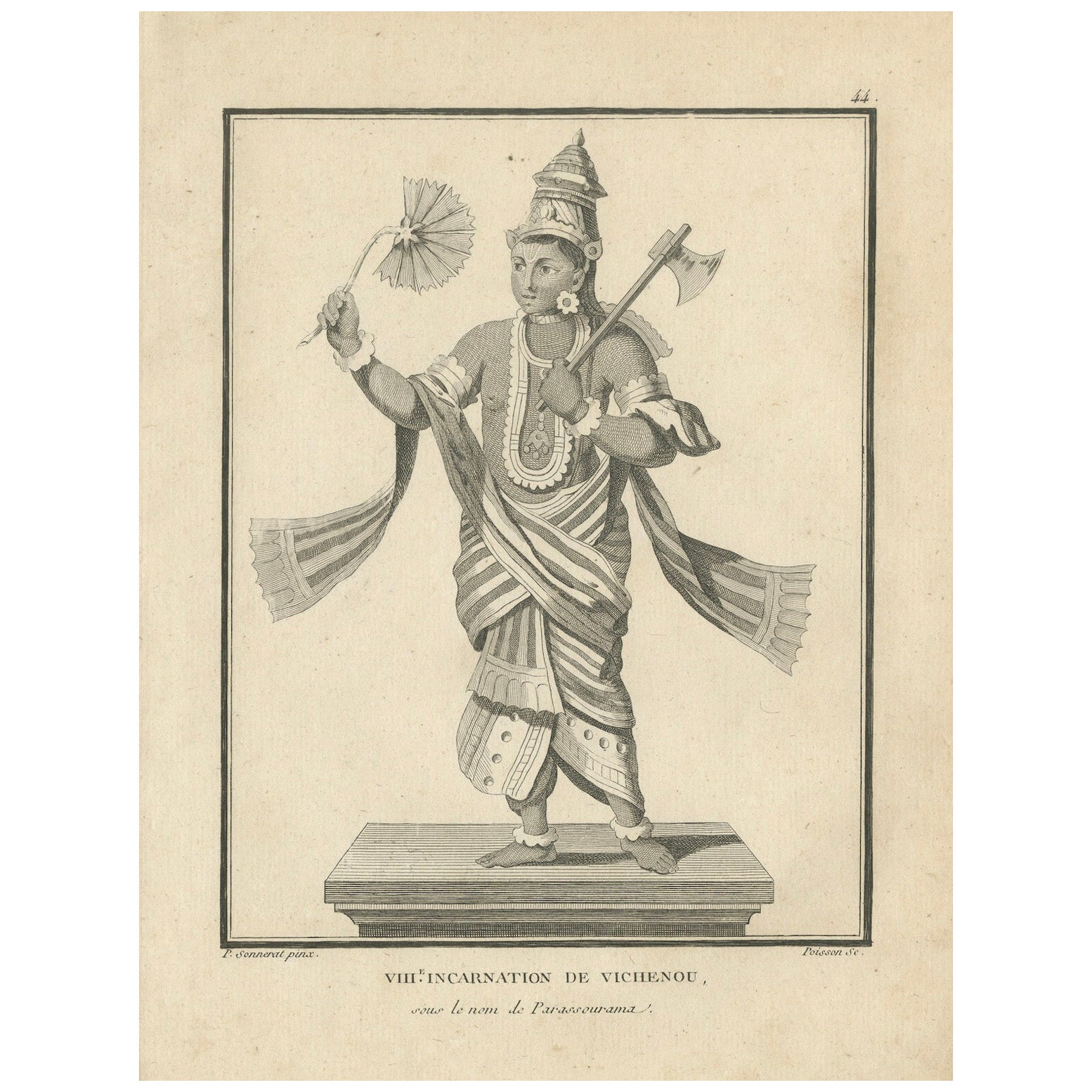Seltener 1806 Krishna Vishnu Avatar Antiker Druck - Hindu-Gravur Sammlerstück