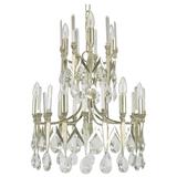 Rare lustre à neuf lumières en argent et cristal d'importation italienne de Gaetano Sciolari