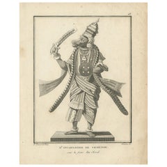 Exquisite 1806 Engraving of Vishnu as Varaha: A Mythic Rescue