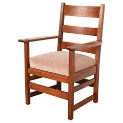 Fauteuil Mission en chêne Arts & Crafts de L. & J. G. Stickley, vers 1900