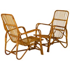 Pair of Rattan Armchairs in the Style of Audoux Minnet - France 1960's