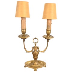Tiffany Studios New York Bronze Doré Two-Light Table Lamp, Circa 1910