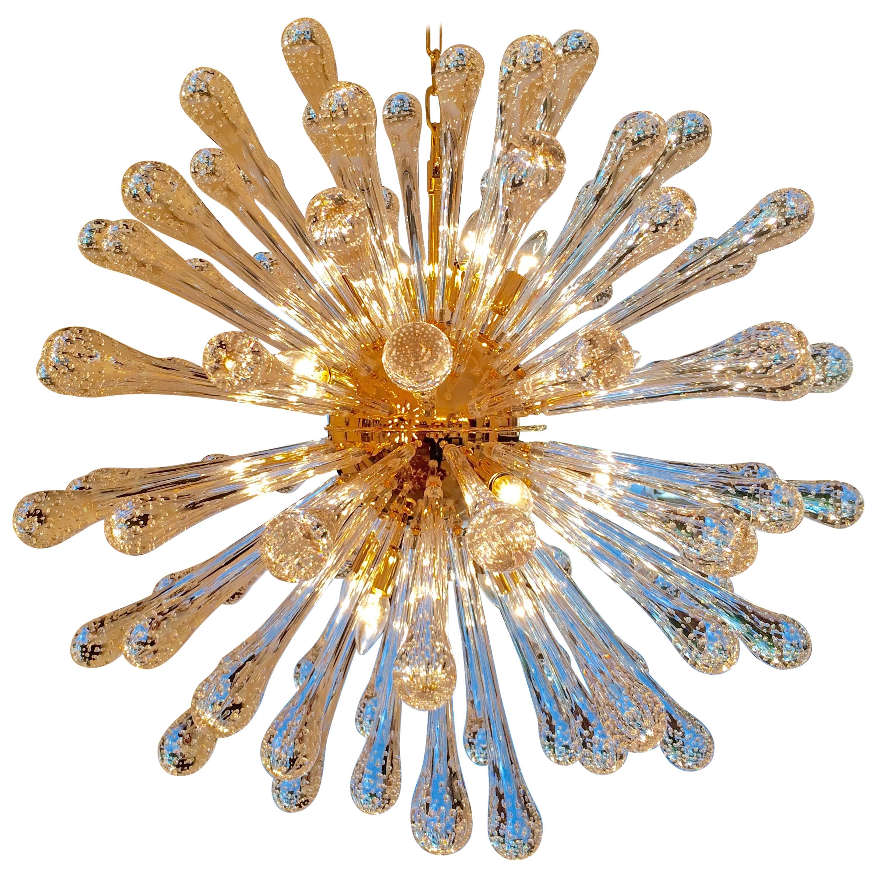 Sunburst or Sputnik Chandelier in Murano Glass For Sale