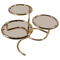 Tavolino girevole a 3 livelli in ottone di Morex, made in Italy, anni '70