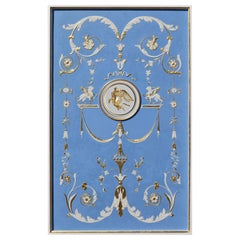 Panneau décoratif Bleu clair Bas-relief Or blanc Wedgwood Style Handmade