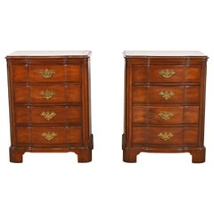 John Widdicomb Georgian Solid Mahogany Four-Drawer Bedside Chests, Circa 1940s
