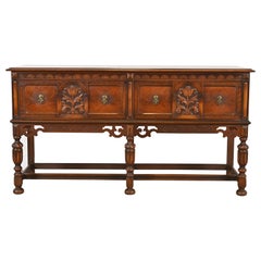 Berkey & Gay Antique English Jacobean Ornate Carved Walnut Sideboard, 1920s