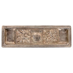 Antique Tiffany Studios New York Bookmark Pattern Silver Gilt Bronze Pen Tray