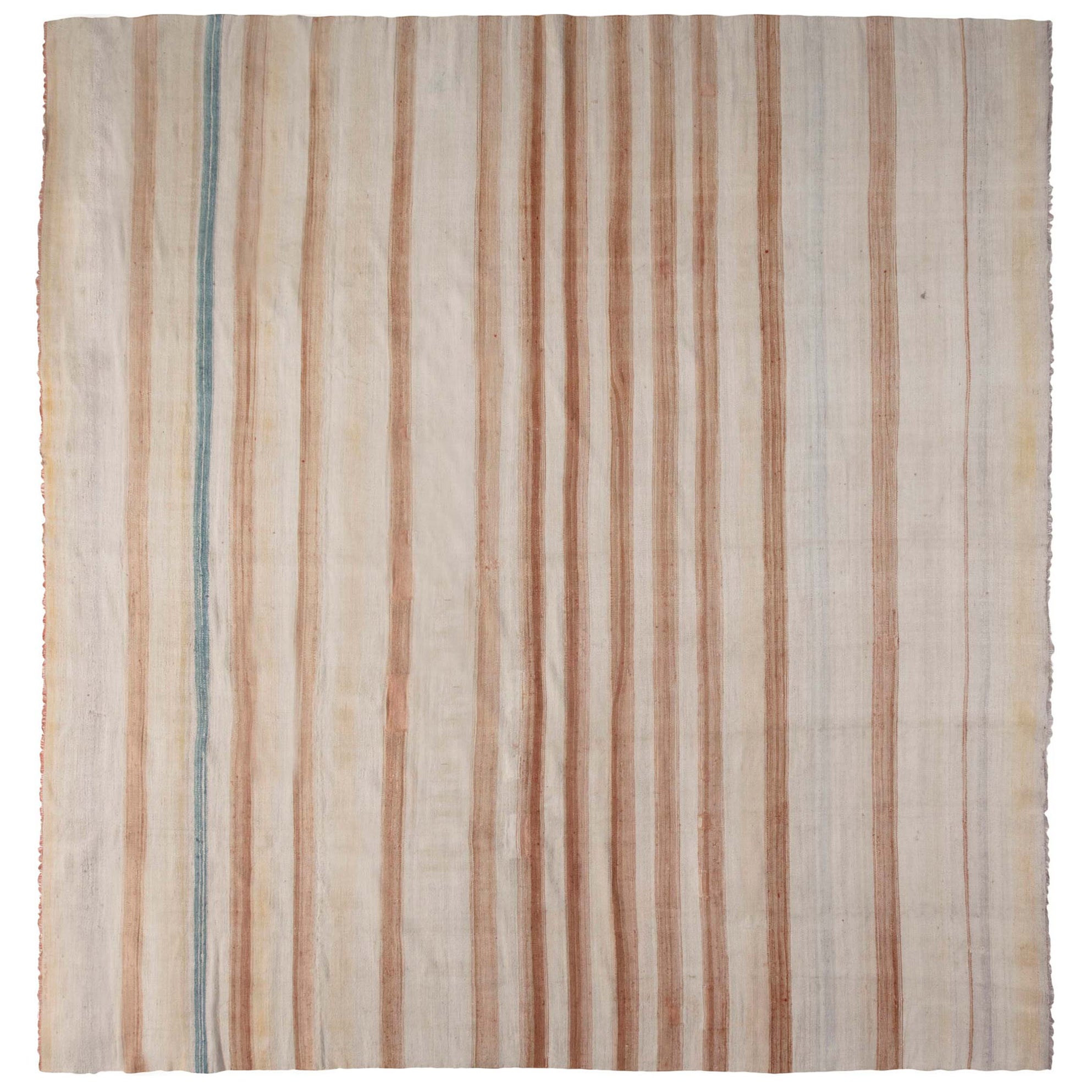 Doris Leslie Blau Mid-20th Century Striped Indian Dhurrie Cotton Rug