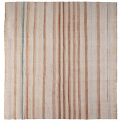 Vintage Doris Leslie Blau Mid-20th Century Striped Indian Dhurrie Cotton Rug