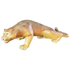 Gorgeous Golden leaf and painted ceramic panther from the '70s