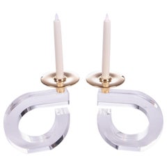 Hollywood Regency Set of Plexiglas Candlesticks, 1970