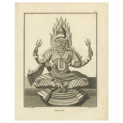 Rare 1806 Engraving: Parasati's Fiery Divinity in Hindu Mythology