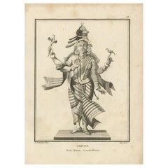 1806 Engraving: Chiven as Ardhanarishvara, Divine Union in Hindu Mythology