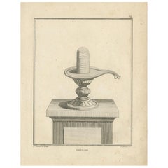 Antique 1806 Engraving: Sacred Lingam, Symbol of Shiva in Hindu Worship
