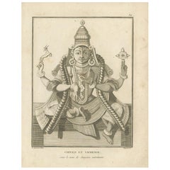 1806 Engraving: Ganesha as Pollear, Wisdom Deity in Hindu Mythology