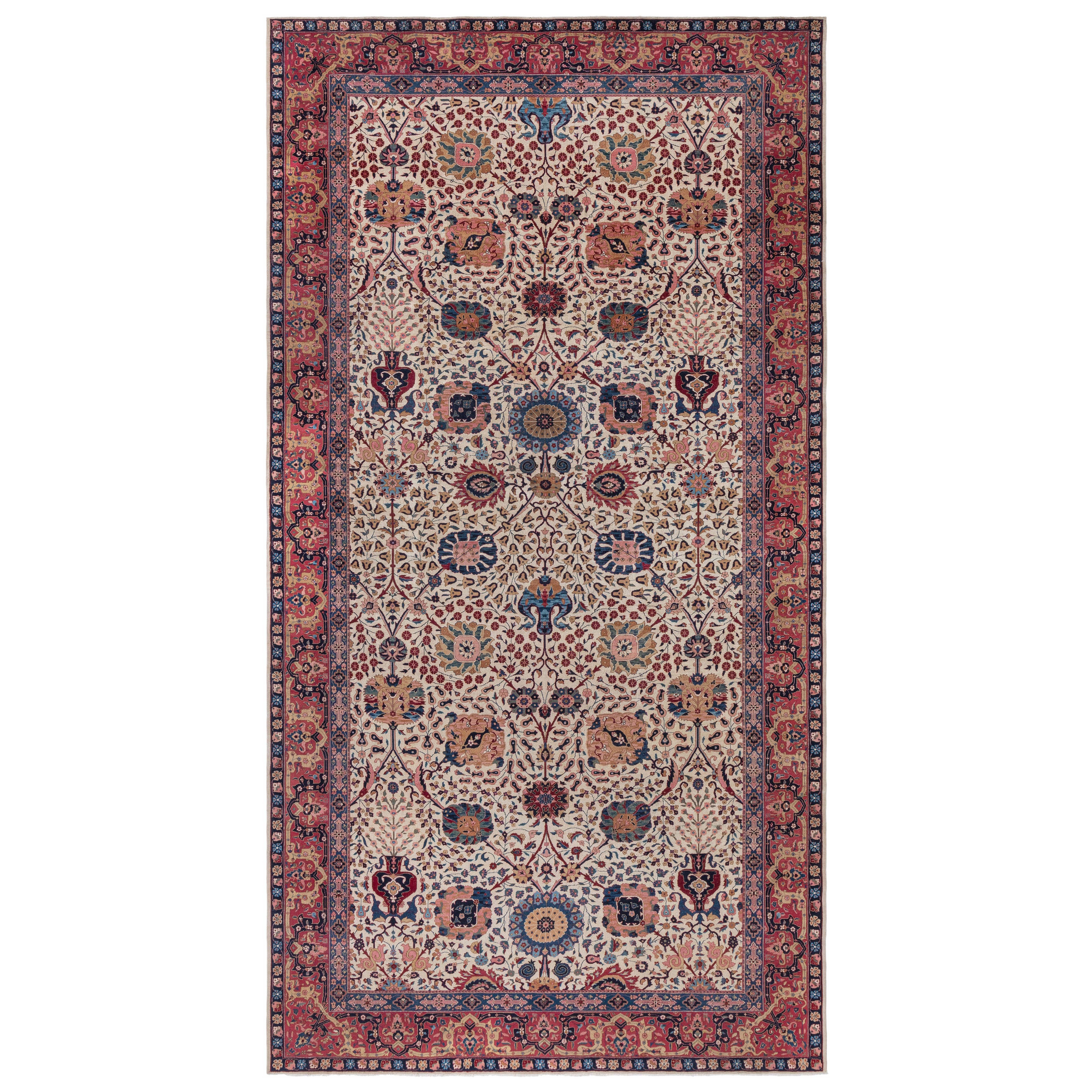 Doris Leslie Blau Antique Indian Amritsar Botanic Handmade Wool Rug