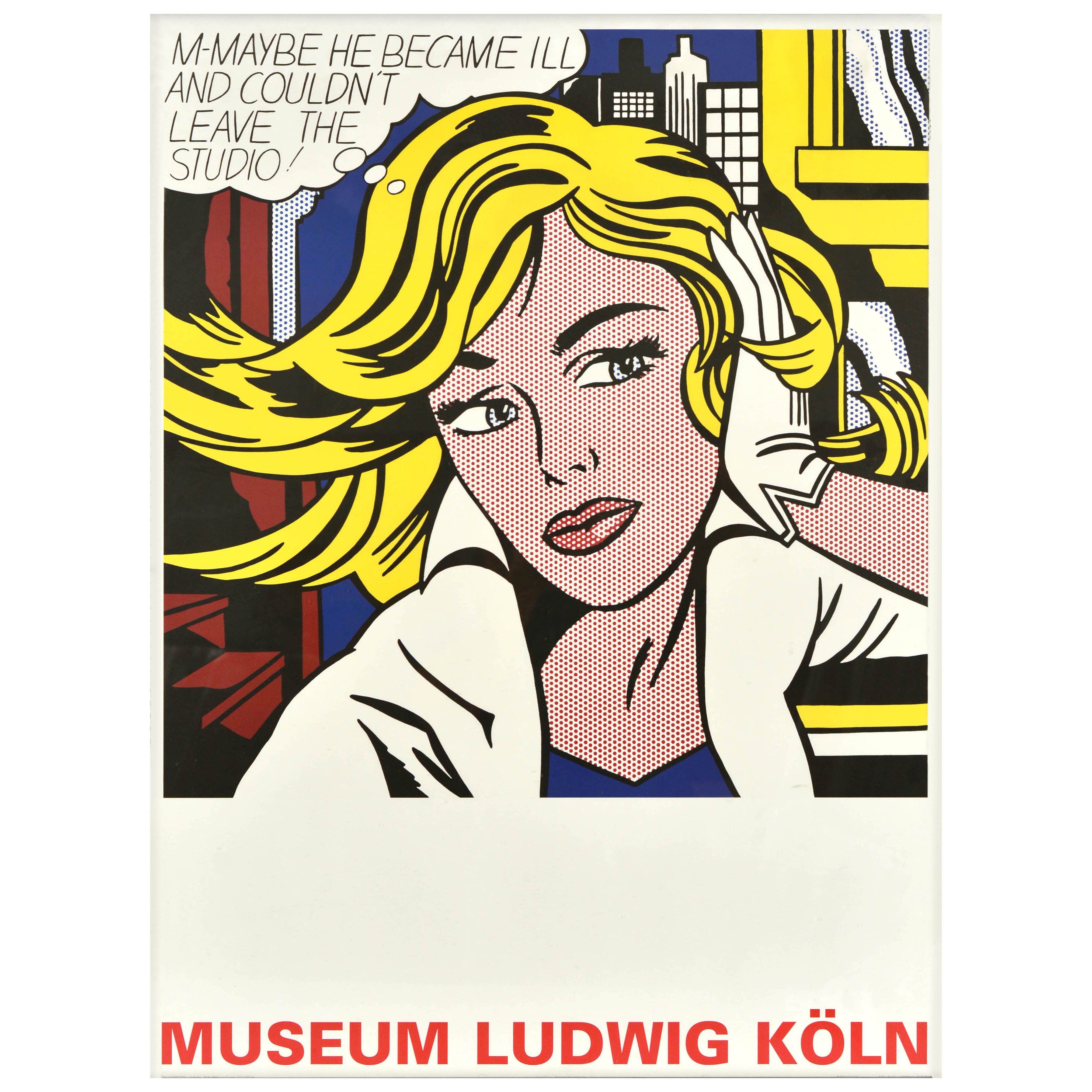 Original Vintage Art Exhibition Advertising Poster M-Maybe Roy Lichtenstein