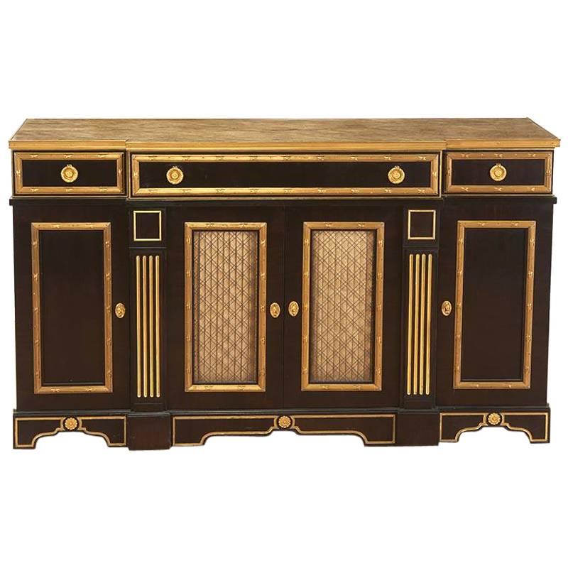 Empire Style Ebonized and Gilt Bronze Side Cabinet Attributed to Maison Jansen