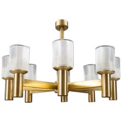 Tyringe Konsthantverk brass chandelier, 1970 Sweden