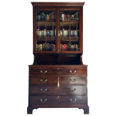 Antique Oak Secretaire Bookcase Bureau 19th Century Victorian Circa 1875