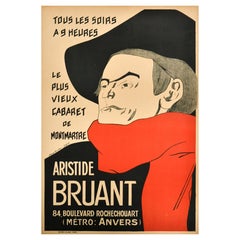 Original Antique Poster Aristide Bruant Le Chat Noir Cabaret Montmartre Paris