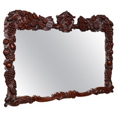 Antique Overmantle Mirror, English, Country House, Carved, Victorian, Circa 1900