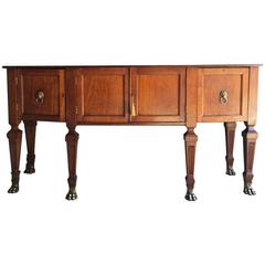 Antique Early Victorian Bow Fronted Sideboard Cupboard Teak, 19th Century
