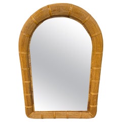 Vintage Vivai Del Sud Rattan Arched Wall Mirror
