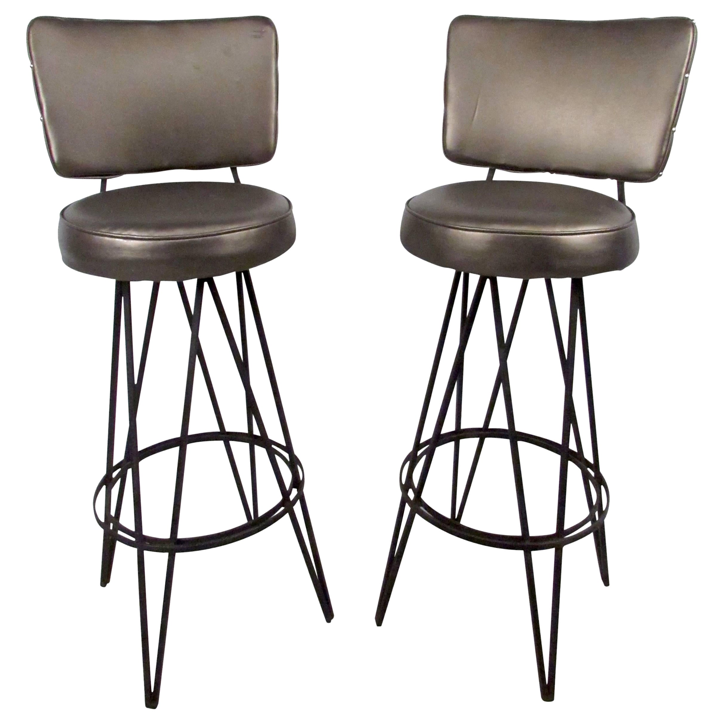 Pair of Mid-Century Frederick Weinberg Style Stools For Sale