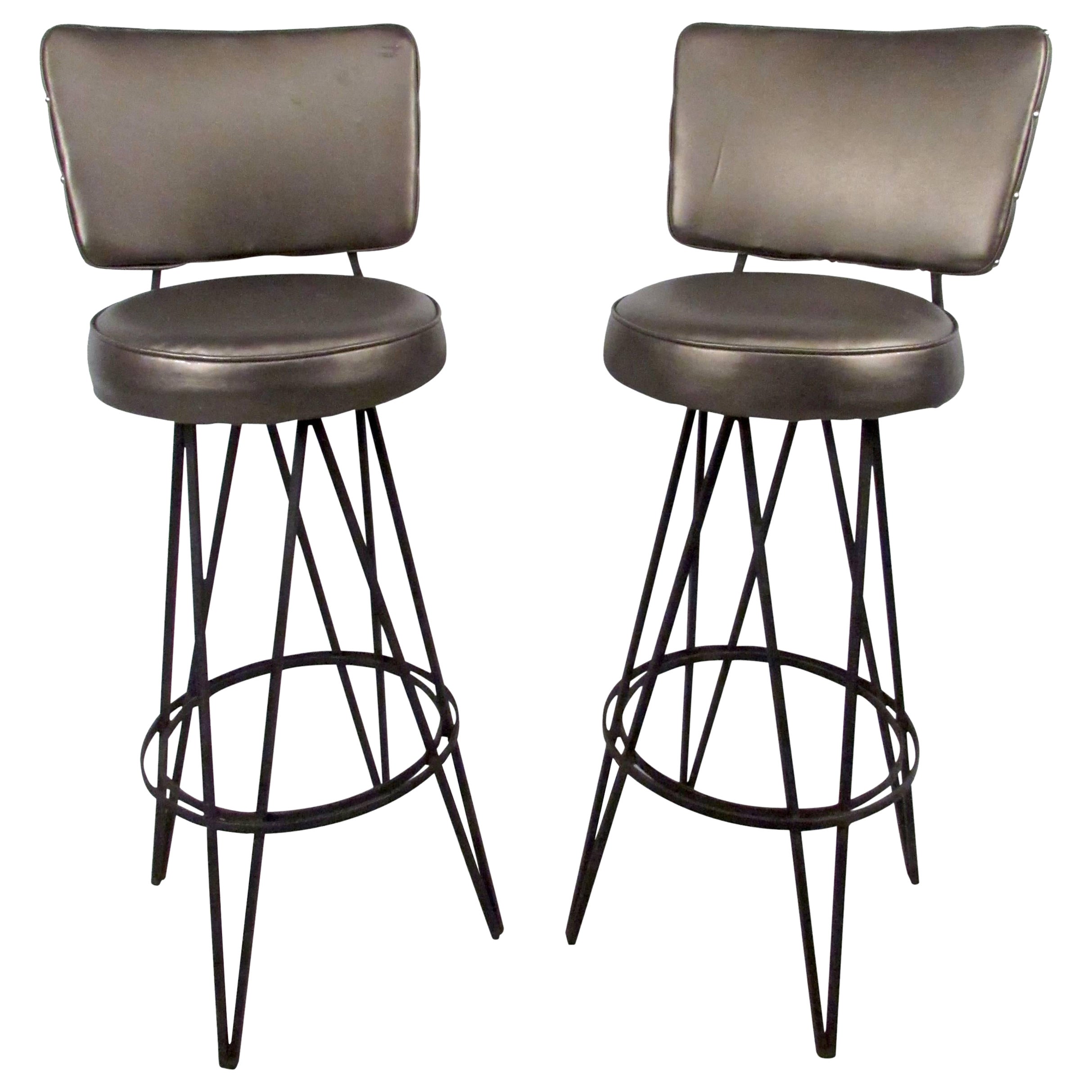 Pair of Mid-Century Frederick Weinberg Style Stools