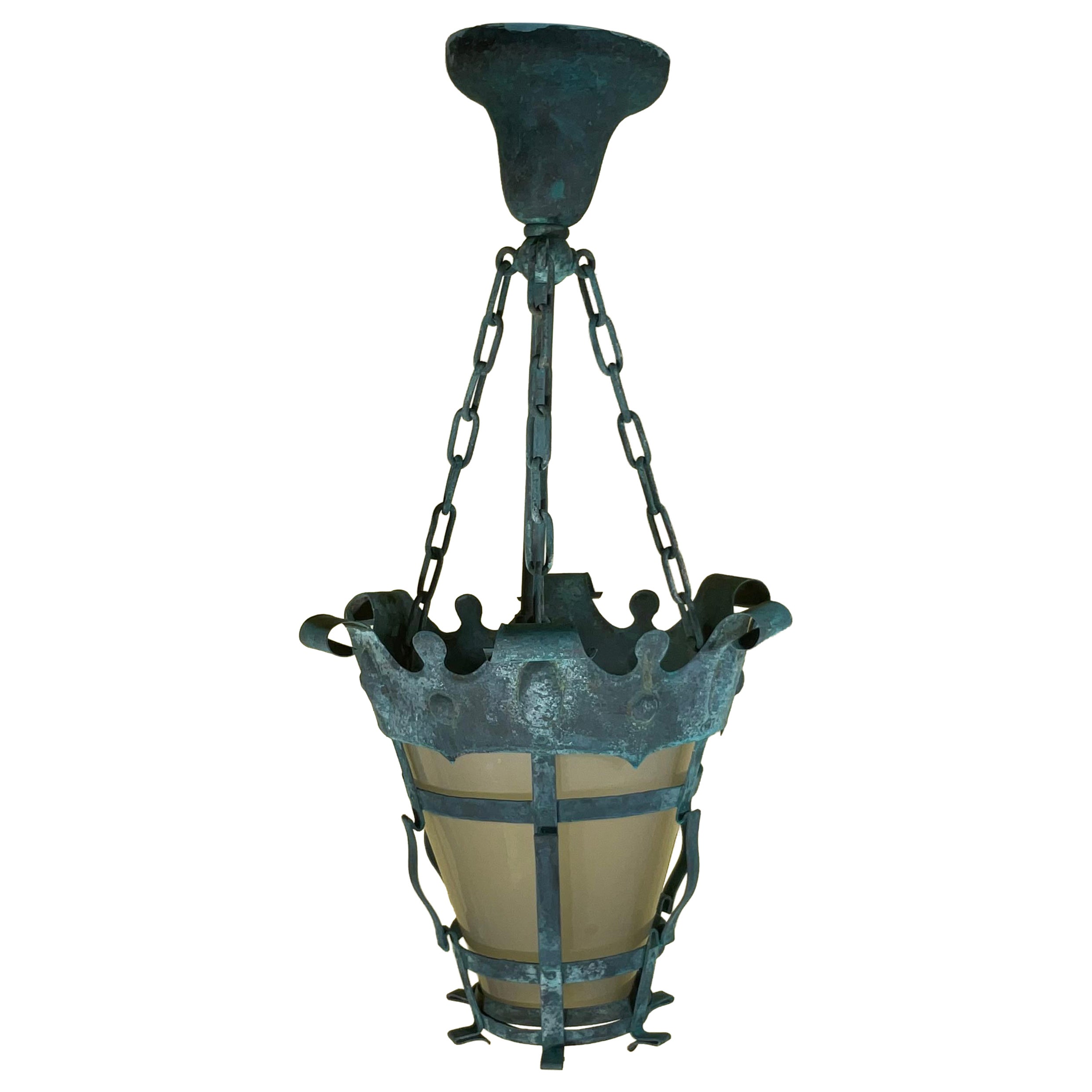 Exquisite Antique Meisner Style Copper Hanging Lantern - Pendant- One Of A Kind
