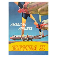 Original Vintage Travel Poster American Airlines Lockheed L188 Electra II Bomar