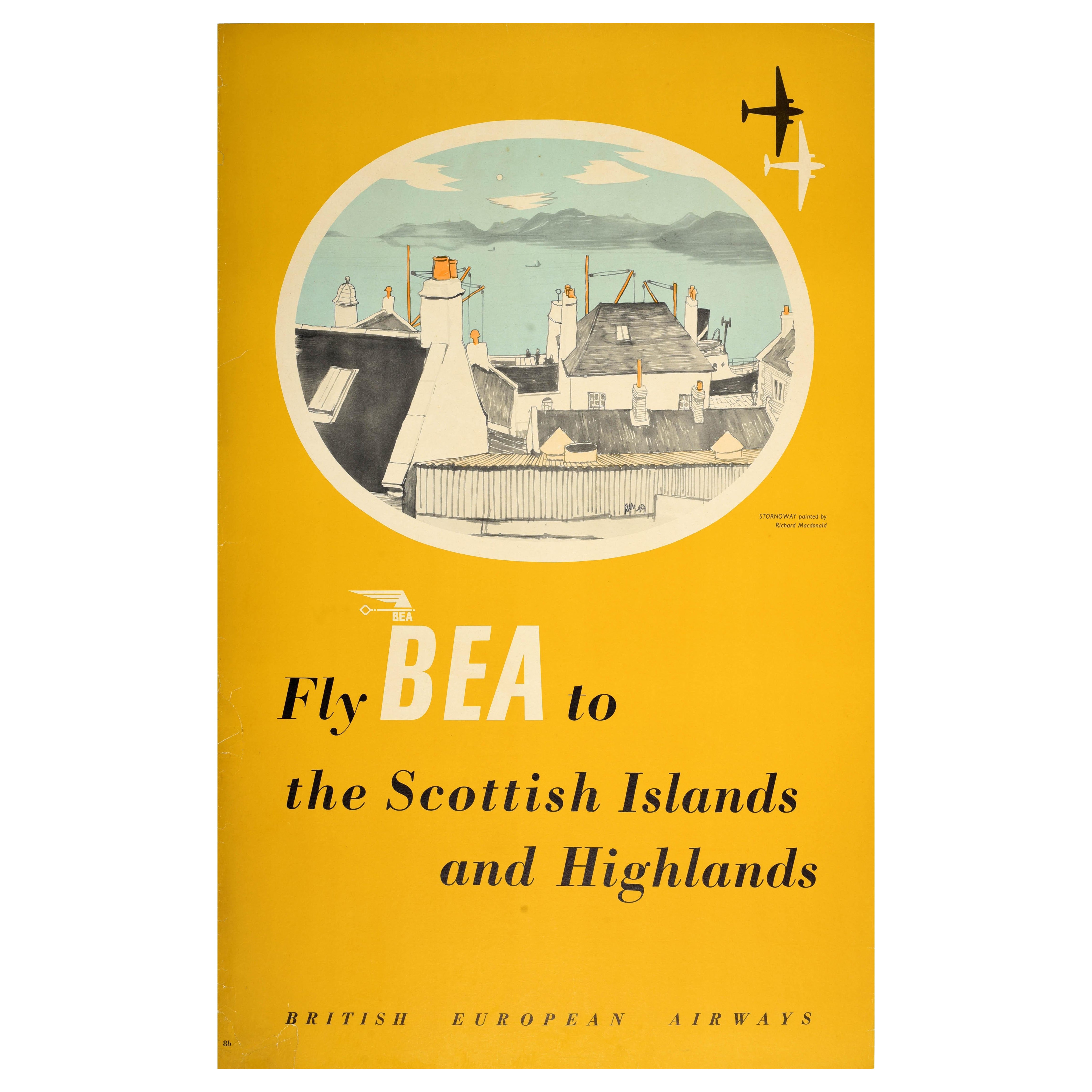 Original-Vintage-Reiseplakat BEA to Scottish Islands, Stornoway, Schottland