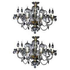 Vintage Pair of Venetian 8 Light Chandeliers 20th Century