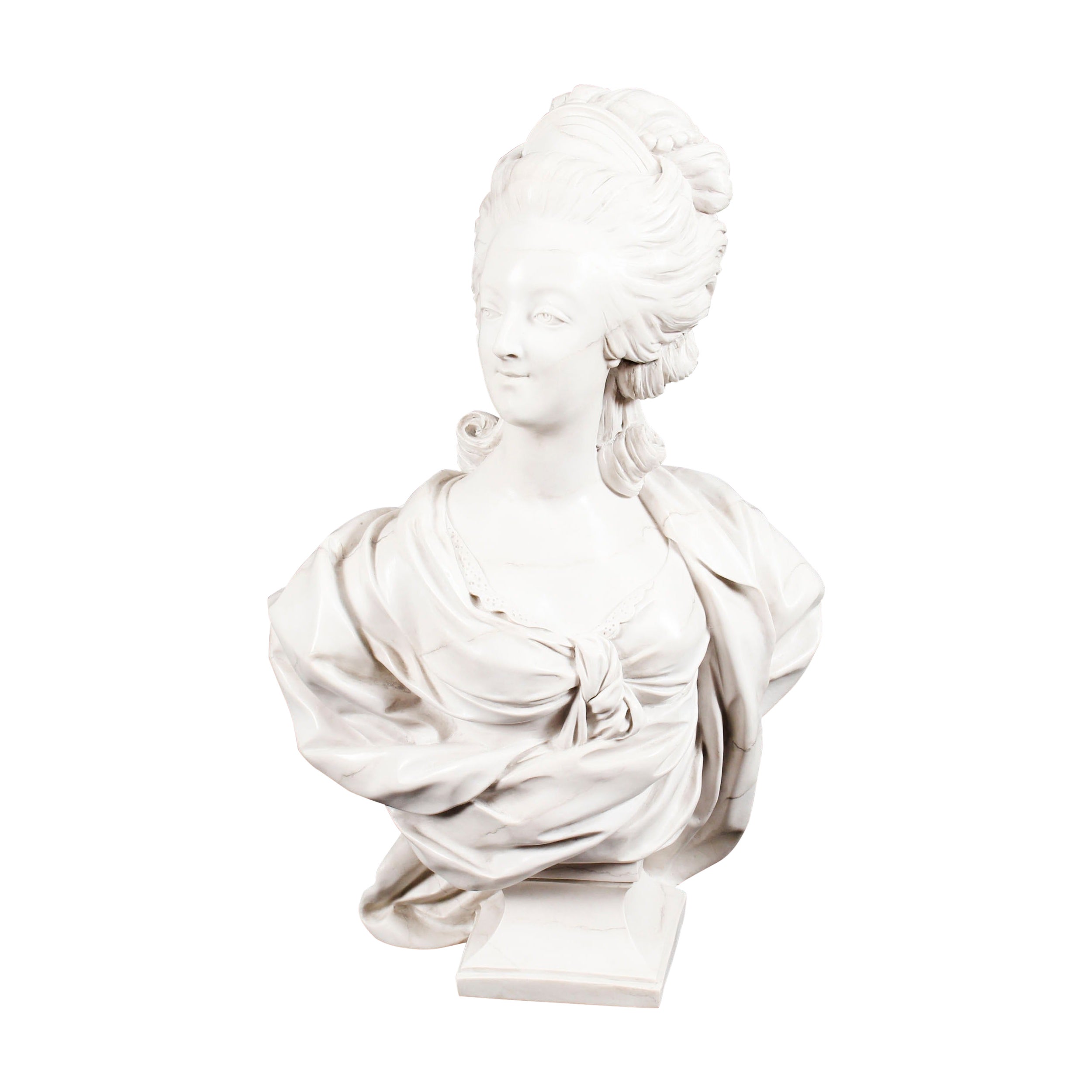 Busto antiguo de mármol compuesto esculpido de Marie Antoinette de finales del siglo XX