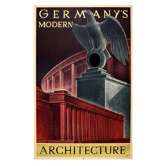 Affiche de voyage vintage d'origine Allemagne de l'architecture moderne Richard Klein