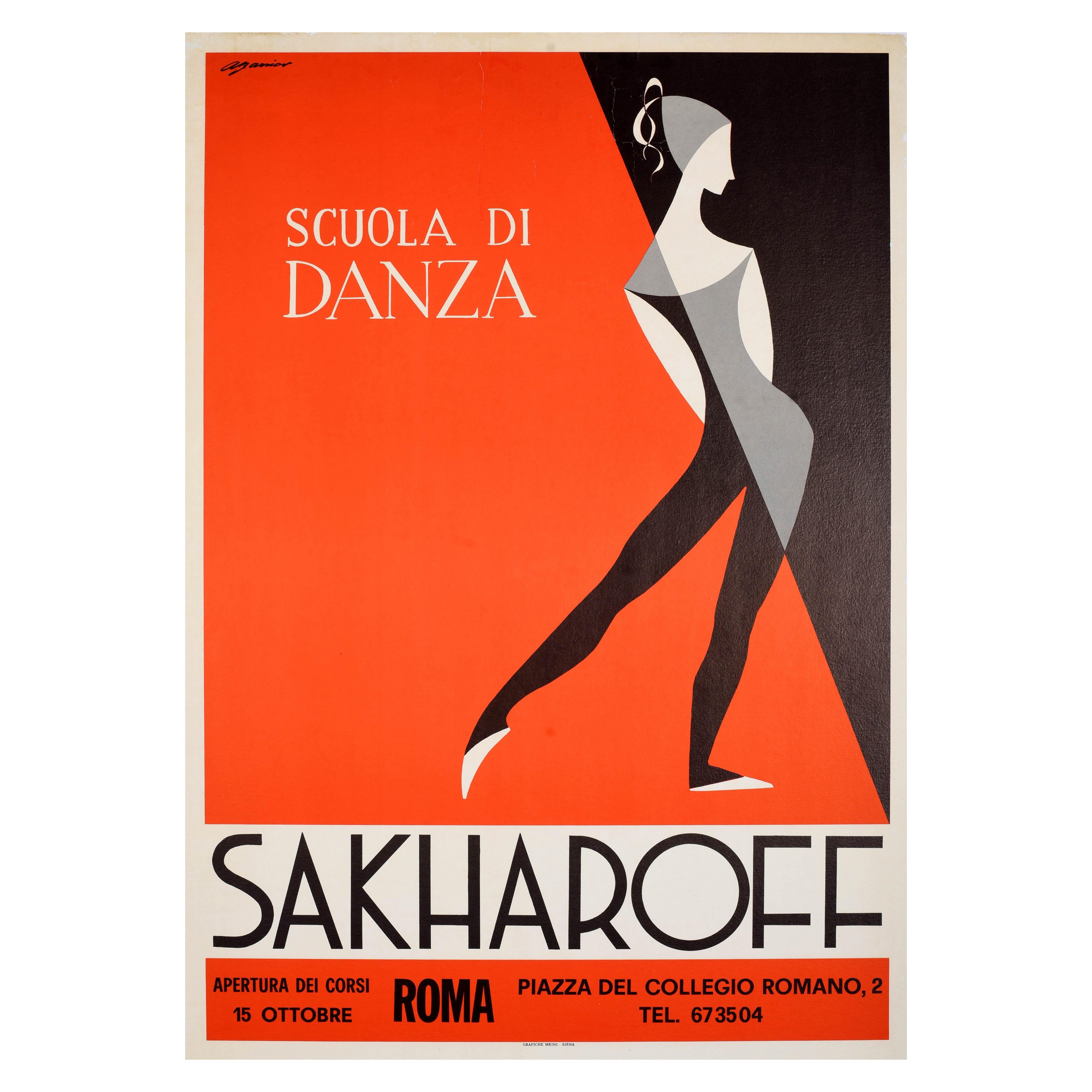 Original Vintage Advertising Poster Sakharoff School Of Dance Scuola Di Danza